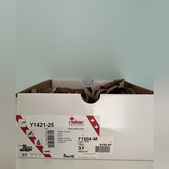 New Rieker Chestnut Brown Lace-Up Women's Boots - Picture 6 of 6